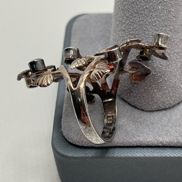 Garnet Forest 925 Silver-Plated Cocktail Ring Size 7.25 - Picture 7 of 11